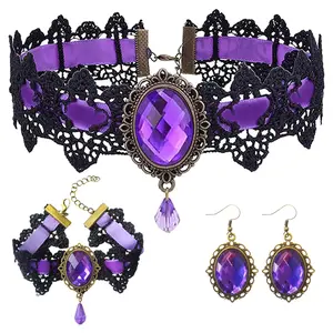 Gothic retro punk choker lace necklace