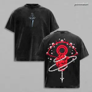 tiktok shop Retro Scarlet Eyes Hunter x Hunter Anime Vintage Washed Tee Unisex Mineral Anime Manga Washed Heavy Cotton T-shirt, Gift For Anime Fan Lover