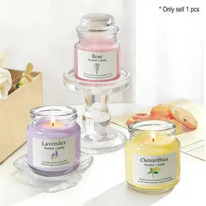 1pc Scented Candle, Floral Fragrance, Elegant Glass Cup, 3 Scents Gift Set, Perfect for Self-Use and Holiday Gifts, Souvenir