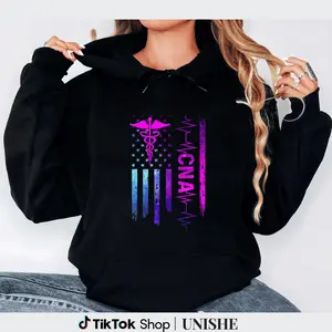Women's 100% Cotton Long Sleeve Hoodie - Certified Nursing Assistant Casual Tops, Sweatshirts, Comfortable Pullover Clothes for Adults
