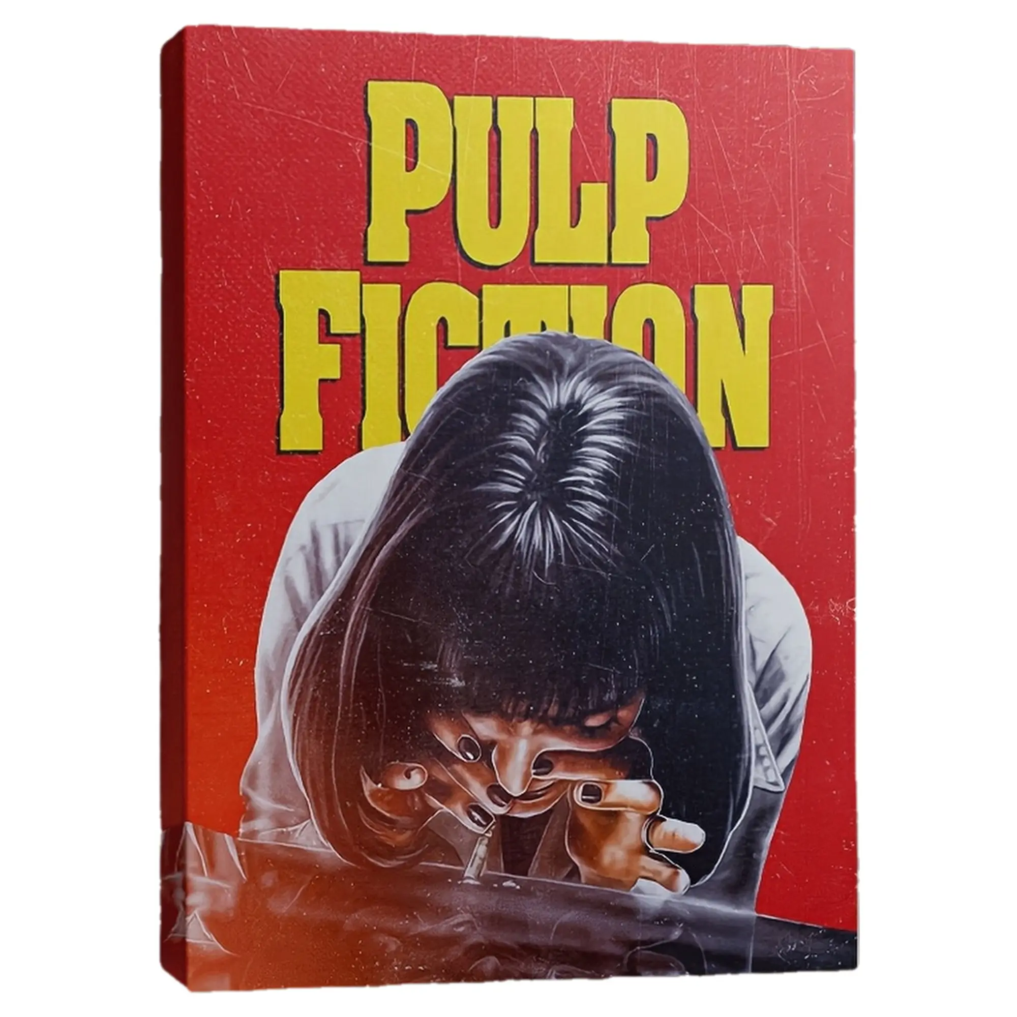Pop art Pulp Fiction poster with bold yellow and red lettering,  art for living room, bedroom, office, home theater decor, canvas  art, office artwork, iconic movie design, artwork restaurant wall Decoration Artistic