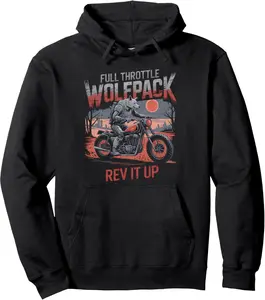 Full Throttle Wolfpack Rev It Up Biker Motorcycle Apocalypse Pullover Hoodie