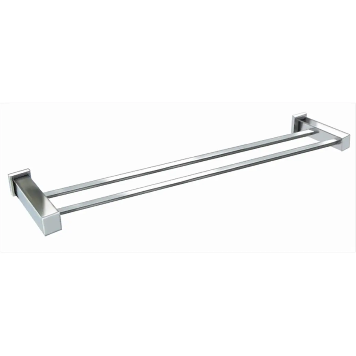 212 MAIN Wall-Mount Double Rail Towel Bar for Bathroom Decor, Contemporary Chrome Finish Solid Brass Square Series, 24 in. Length, 4.5 in. Front-to-Back Depth, 23.625 in. Width, CUPC Certified, Nearly Maintenance Free
