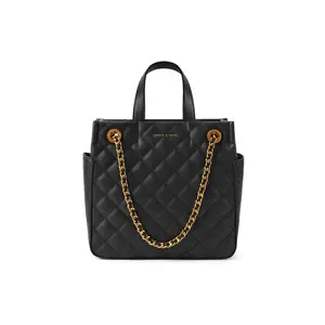 Charles & Keith Quilted Chain Strap PU Handbag for Women, Large Size, Versatile Shoulder and Hand Carry