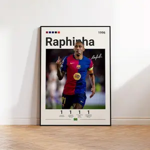 Raphinha Poster, Barca Print, Raphinha Fan Gift, Soccer Gifts, Football Player Poster, Soccer Wall Art, Sports Bedroom Print, Barca Wall Art #4649