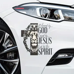 Waterproof Motorcycle and Car Decals - Judas Lion Cross Design with Inspiring Scripture, Scratch Covers for Bumpers, Computers, Refrigerators, Etc., Vehicle Decals | Bold Graphics | Multifunctional Applications, sticker for cars, Motorcycle Accessories