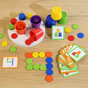 Color Sorting Cups and Memory Discs Game, Shape Sorter, Color Recognition Matching Logic Thinking Training, Fine Motor Skills, Hand Eye Coordination