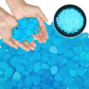 1500pcs Blue Glow in The Dark Rocks Outdoor & Indoor Decor, Glow in The Dark Pebbles for Landscaping, Garden, Pathway, Aquarium, Glowing Rocks Powered by Sunlight or Lamplight, Solar Rocks