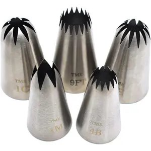 5 Pack Stainless Steel Seamless Piping Icing Tips #9FT 1C 1E 1M 4B, Large  Piping Nozzle, Cake Decorating Tools for Baker