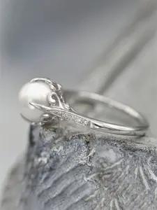 1 PC Classical Cubic Zirconia & Faux Pearl Ring For Women For Wedding Anniversary Jewelry Gift