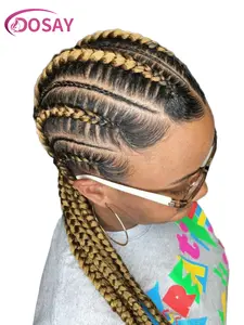 DOSAY 36" Cornrows Synthetic Jumbo Box Braided Wigs Knotless Full Lace African Braided Wigs With Baby Hair For Black Women 1b 27 Blonde 1b 30 & 1b Burgundy
