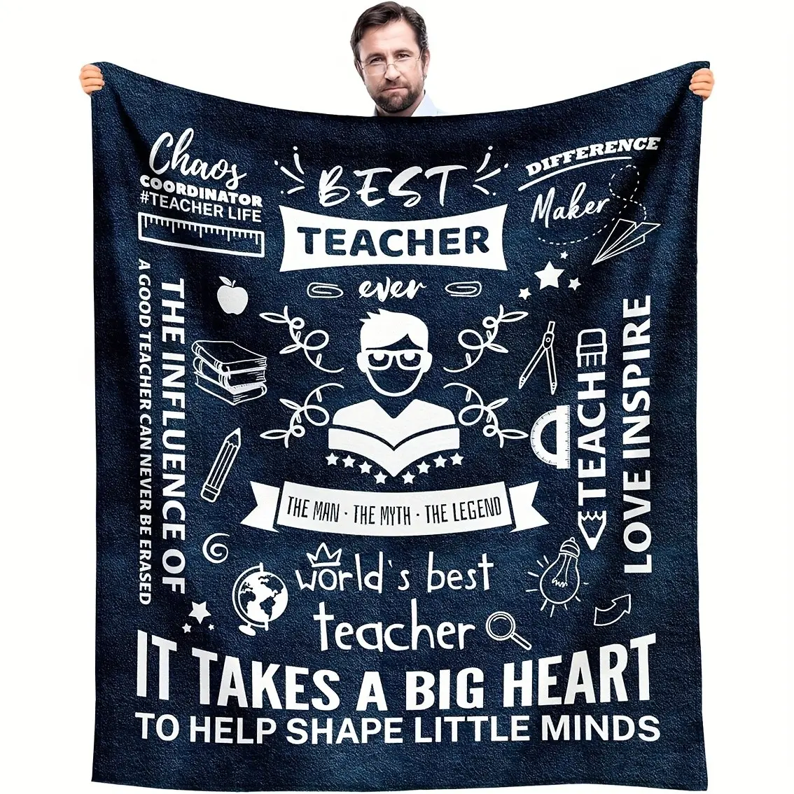 1pc Men's teacher gifts, male teacher appreciation gifts, thank you gifts for returning teachers and students, men's birthday, retirement, graduation and year-end teacher gifts, flannel blankets, Flannel Throw Blankets