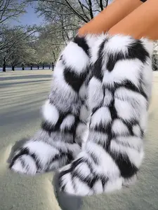 Women's Fluffy Snow Boots, Casual Waterproof Comfortable Warm Snow Boots for Winter, Female All-match Trendy Shoes for Daily Wear, Girl, Boots Fur