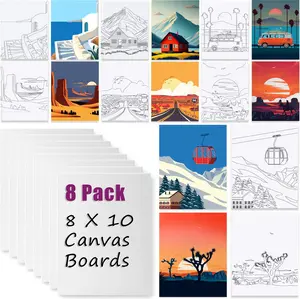 8Pack (8x10) Pre Drawn Canvas Boards for Painting for Adults, Sip and Paint Party Supplies Canvas Painting Set, Beginner Favor, (Landscape) tiktokshopspringglowup