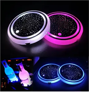 2 or 4PCS LED Car Cup Holder Lights, Light up Car Coasters for Cup Holders 7Colors Changing USB Charging Mat Waterproof Cup Pad, Car Gifts for Men & Women