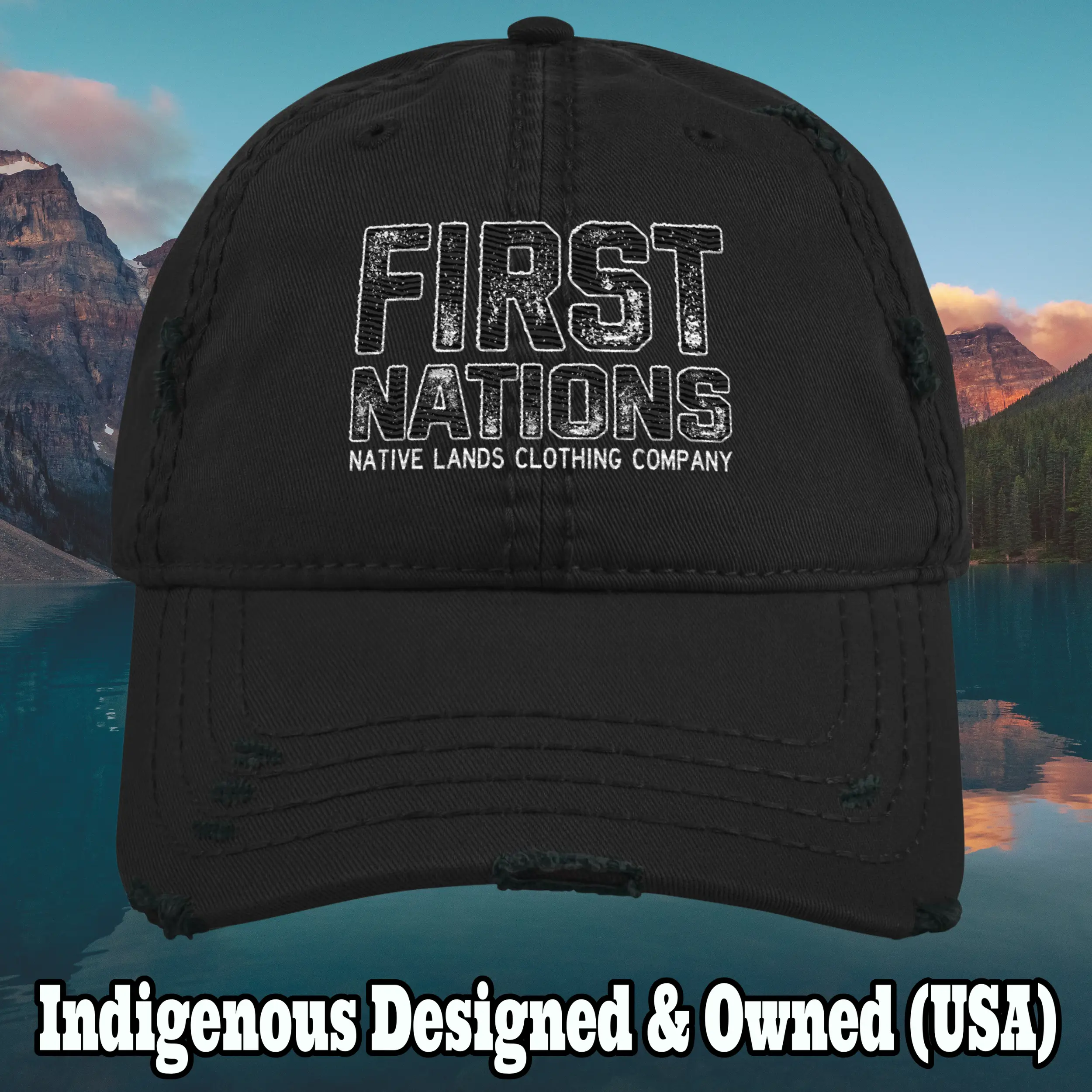 First Nations Embroidered Distressed Dad Hat - Honoring First Nations, Inuit, Native American Indigenous Cultures