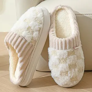 Women's Fuzzy Memory Foam Slippers Warm Cotton Soft Lightweight House Indoor Shoes Cozy Plush Non-Slip Rubber Sole Slip-On Style Comfortable Daily Wear