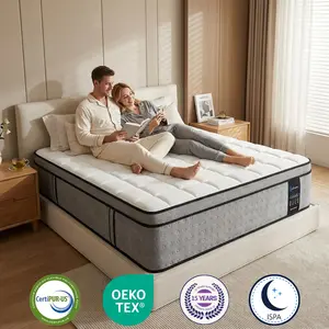 LETMOON 14 inch California King Size Medium Firm Hybrid Mattress in a Box, Memory Foam with Independent Pocket Coils, Strong Edge Support, Pressure Relief Gel-Infused Cooling Breathable Knitted Cover Mattress, Easy Setup Set