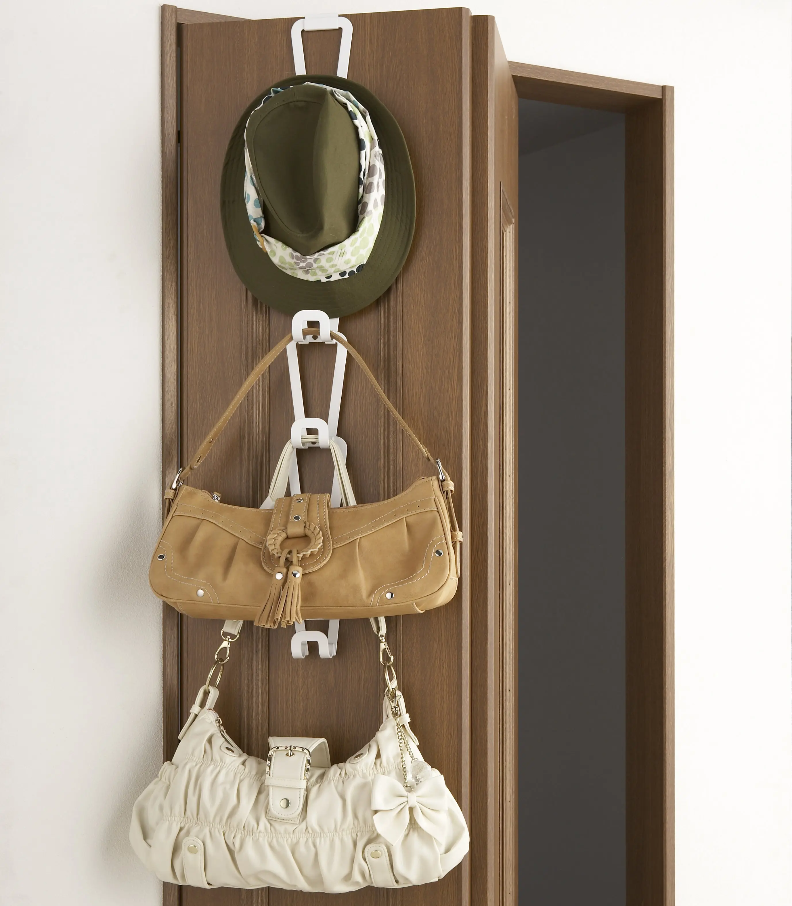 Steel Waterfall Flexible Configuration Hooks & Rails - Home Organizer with Customizable Size, Multiple Links for Handbag Organization, Wall/Door Mountable Hook