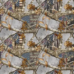 Fabric Sykel Enterprises Arctic Deer & Flag Realtree by the Quarter Yard 10451