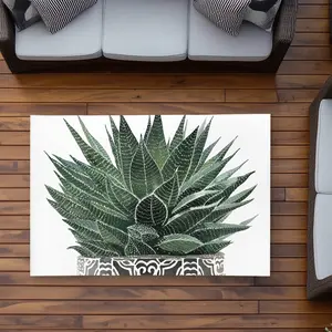 Begin Home Decor C1ROAR35SMKZ0Z 3 x 5 ft. Zebra Plant Succulent Rug - Livingroom Green Home Decor - Rectangle