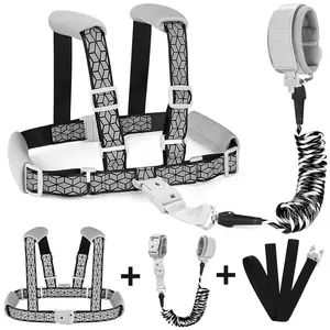 Toddler Harness Leash with Reflective Belt & Anti-Lost Wrist Link for Kids Walking Outdoor Travel Safety Belt for Baby Boys Girls