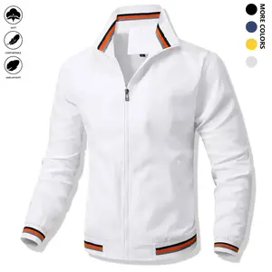 Men's casual pilot jacket, fashionable combination with fashionable zipper round neck polyester 100% long sleeved non stretch woven jacketRAIMENTRY