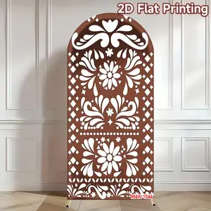 Custom 2-Sided Brown Mexican Fiesta Birthday Party Bride Shower Wedding Covers Chiara Arch Background Decor Backdrop Photo Photo Backdrops Party Decoration Supplies