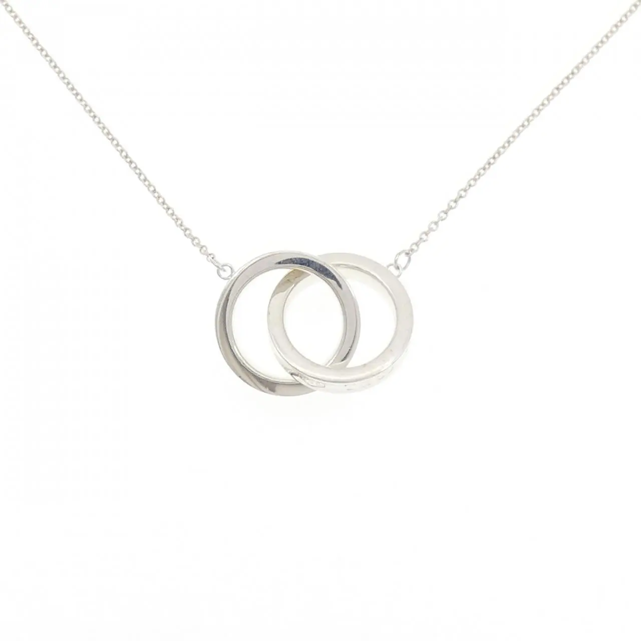 Pre-owned Tiffany & Co. Sterling Silver 925 (Ag925) Small Leather Goods Tiffany 1837 Interlocking Circle 925 Silver Necklace