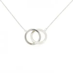 Pre-owned Tiffany & Co. Sterling Silver 925 (Ag925) Small Leather Goods Tiffany 1837 Interlocking Circle 925 Silver Necklace