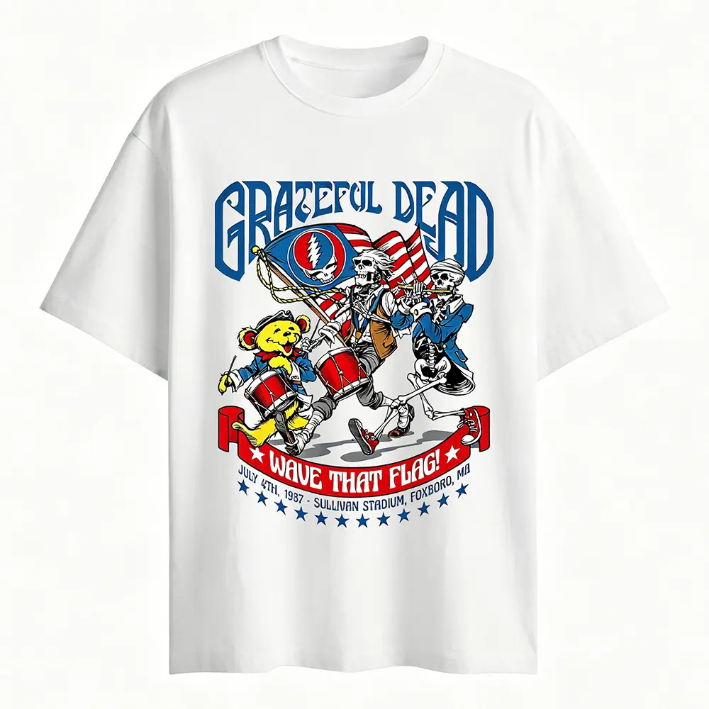 Grateful Dead 4th of July Wave That Flag 1987 Unisex Adult Short Sleeve T Shirt Casual Loose Fit Summer Men Short Sleeve Top Tee t-shirt graphic tee casual crewneck street style short sleeve tee cotton gift