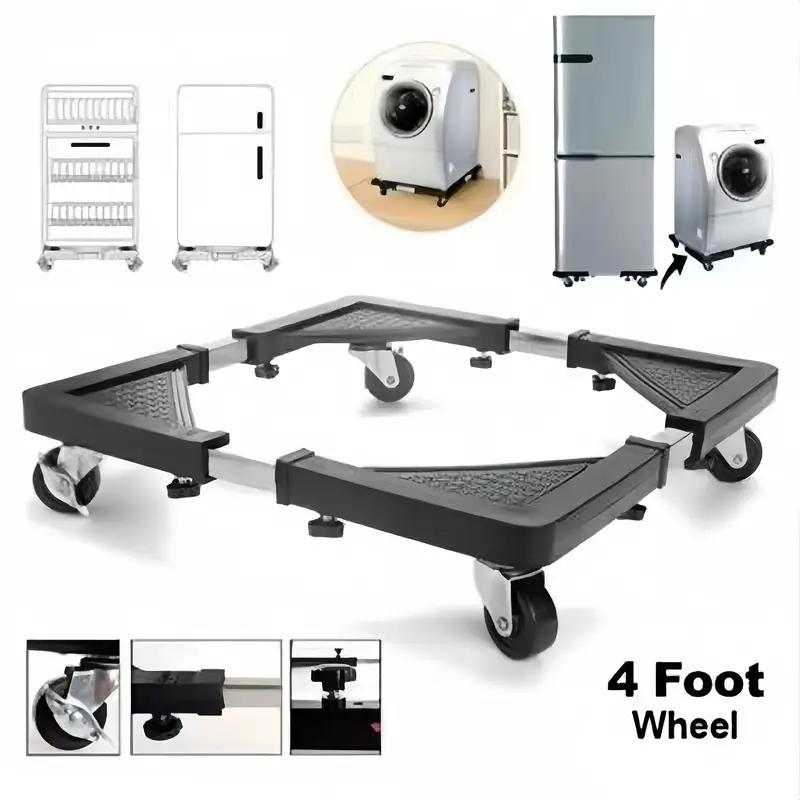 Moving/Relocation Essential Small Washing Machine Base — Extendable, Telescopic Support Pole with Brake Strap, Quiet Portable Dolly