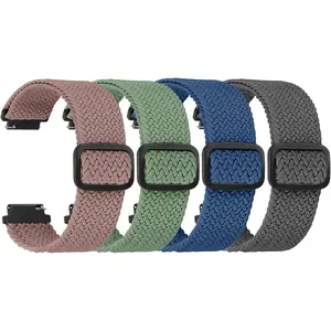 4 Pack Braided Stretchy Adjustable Straps 16mm 18mm Quick Release for Women Men,Sport Elastic Nylon Cloth Wristbands Band Width 16mm 18mm