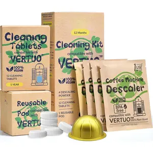 Descaling & Cleaning Kit Compatible with  Vertuo, 4 Descaling  Solution, 12 Cleaning Tablets, 1  Pod,  Vertuoline Maintenance Kit. 12-Month