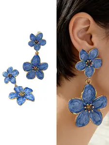 Vintage French Style Metal Dangle Design Fringe Flower Earrings, Beautiful Gift for Women, Elegant Holiday Jewelry Accessories
