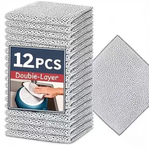 24/12 Counts Dishwashing Rags for Wet and Dry Multipurpose Stainless Steel Scrubber, Non-Scratch Heavy-Duty Dish Cleaning Cloth, Reusable Metallic Fiber Scrubber for Kitchen, Dishwasher Safe, Multi-Use Cleaning Rags