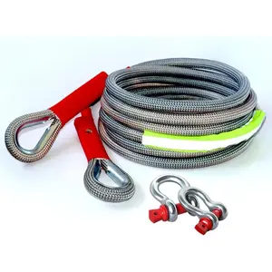 Kinetic Recovery Tow Rope 1" x 16ft Tow Straps Heavy Duty (22,000lbs) with 2 Ring Shackles,Off Road Recovery Kit for Truck Heavy Duty,Nylon Kinetic Tow Rope for 4WD Pickup Truck SUV ATV UTV (5m10t)