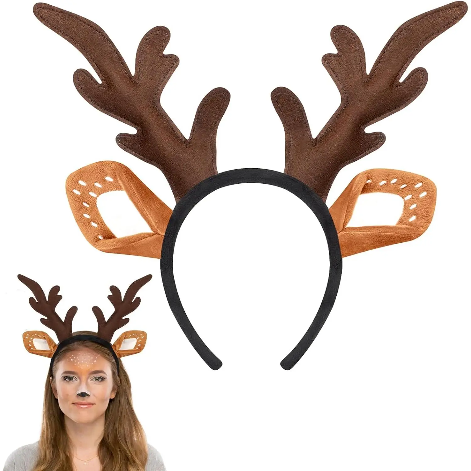 Headband, Cute Reindeer Headband Horns Ears Hairband for Halloween Christmas Festival Headband, Cute Reindeer Headband Horns Ears Hairband for Halloween Christmas Festival
