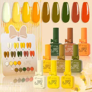 JR 9 Pcs 0.5oz Orange Fall Gel Polish Set Bright Shades for Beach Vacations & Pool Parties, Quick Dry, Fade-Proof Halloween Color Soak Off Fall Gel Polish Home DIY Gift Yellow Series