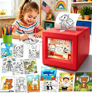 Smart AI Voice Sticker Printer Color LED Screen 7 Art Styles AI Chat Inkless Portable Thermal Label Maker Home Office Study DIY Organization Includes 3 Rolls Adhesive Thermal Paper