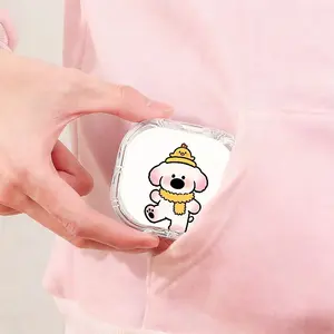 Pink White Gradient Dog with Duck Hat Printed Braces Box, Ins Style Denture Box, Outdoor Portable Orthodontic Retainer Storage Case, Drop-Resistant Scratch-Resistant Invisible Braces Storage Box, Oral Care