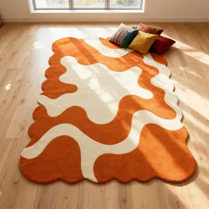 Abstract Art Ripple Fan Edge Rug, Modern Indoor Rug, Decorative Area Rug, Modern Luxury Living Room Bedroom Soft Artistic Mat, Unique Space Atmosphere Home Decor, Soft Indoor Rugs