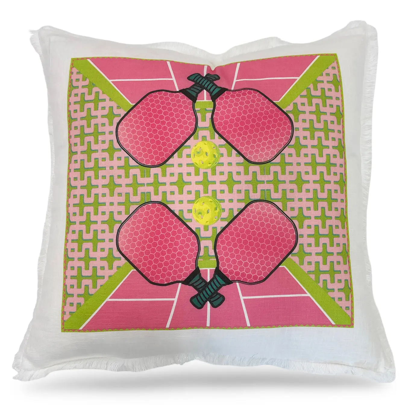 Pickleball Anyone Nancy Fran Linen Cotton 22x22 Square Pillow