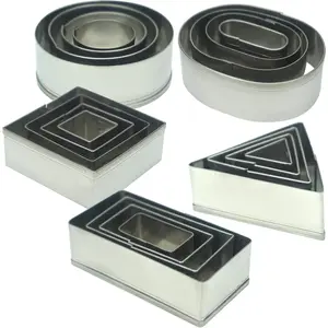 20 count MINI Geometric Metal Cookie Cutters Set Fun Stainless Steel Biscuit Molds (Rectangular, Oval, Round, Square, Triangle) for Kitchen, Baking&Decorative , , Christmas Holiday Party