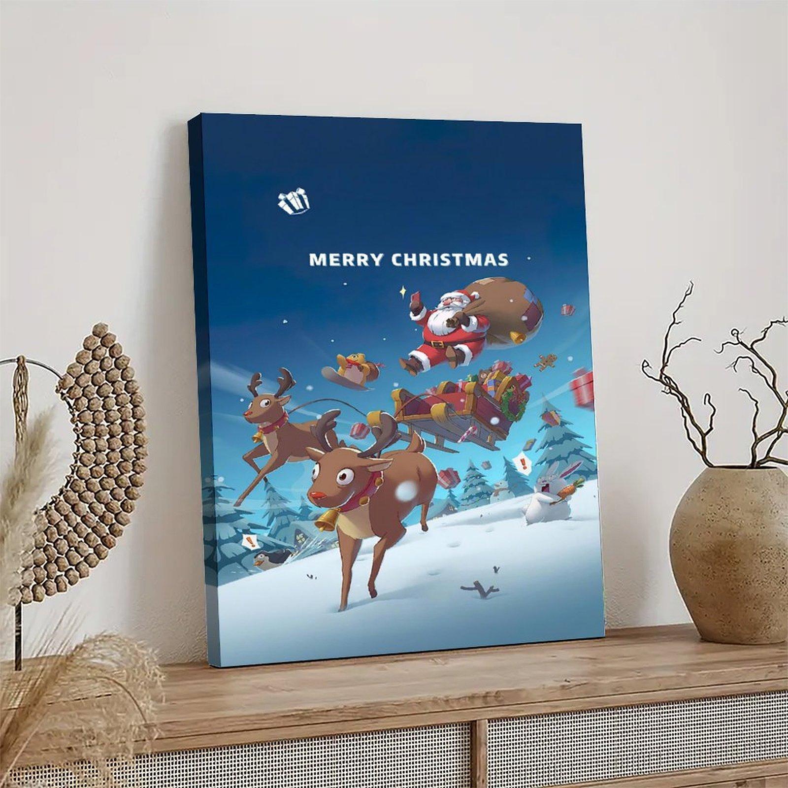 MERRY CHRISTMAS Poster Elk And Santa Claus Poster Decorative Painting Canvas Wall Art Picture Print Modern Family Bedroom Decor