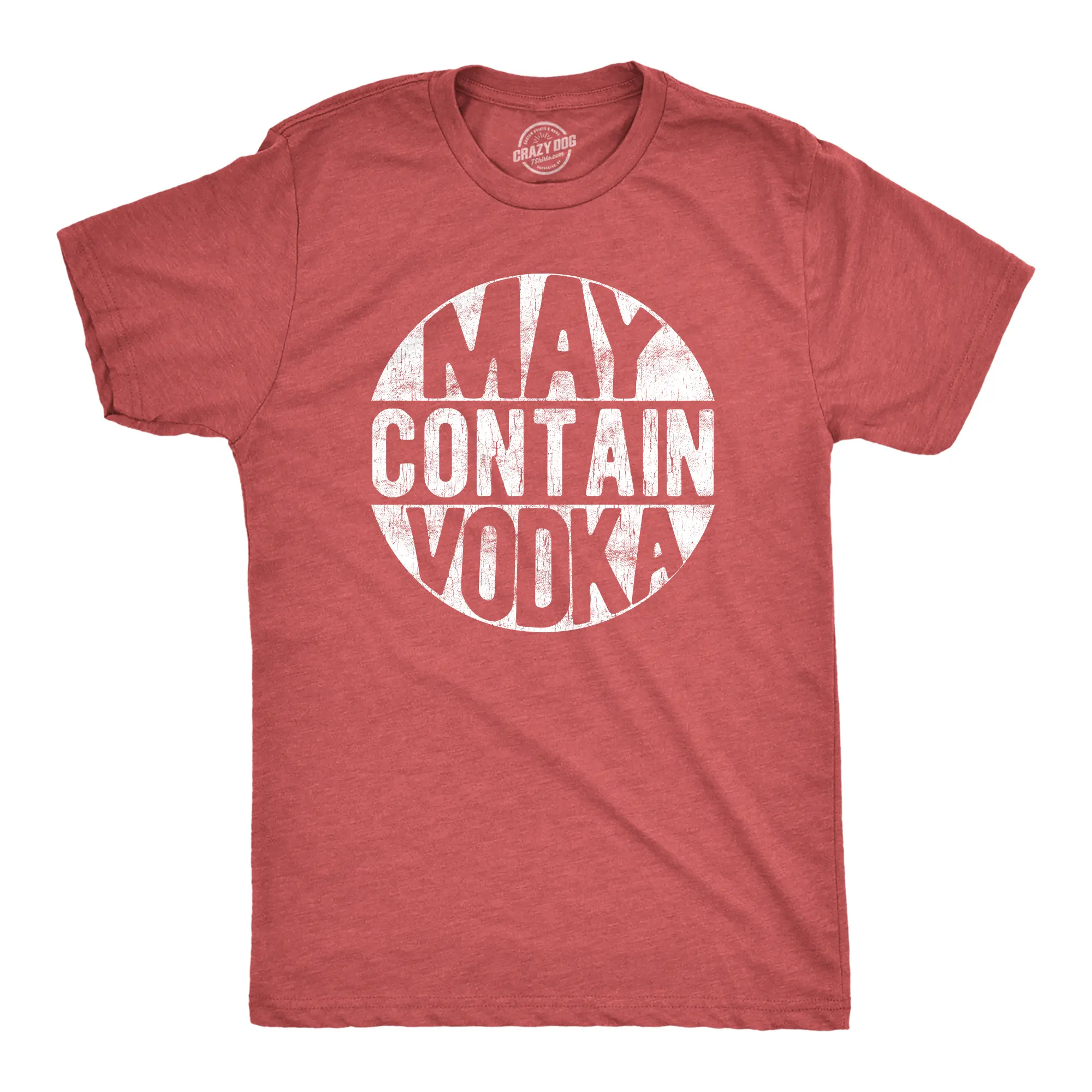 Mens May Contain Vodka T Shirt Funny Liquor Drinking Party Graphic Tee Mens Funny T Shirts Cool Vintage Fashion T-Shirt Gift Classic Menswear Liquor Apparel for Men Funny Drinking Short Sleeve Novelty Tees for Red