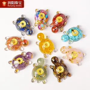 Modern Natural Crystal Resin Turtle Figurine, Money Turtle Home Desktop Decoration Craft, Wholesale for Cross-Border Home Supplies