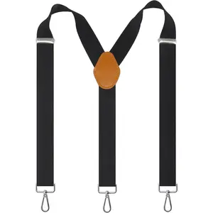 Suspenders for Men 3 Swivel Hooks 1.4 Inch Wide Adjustable Elastic Braces with Heavy Duty Belt Loops