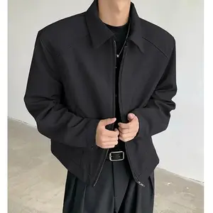 Black Short Autumn Suit Jacket Men's College Students Wear American Baseball Uniform High-Grade Ruan Handsome Padded Shoulder Jacket