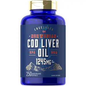 Carlyle Cod Liver Oil Softgels | 1245mg | 250 Count | Norwegian | Non GMO, Gluten Free